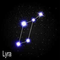 Lyra Constellation with Beautiful Bright Stars on the Background of Cosmic Sky Vector Illustration