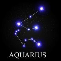 Aquarius Zodiac Sign with Beautiful Bright Stars on the Background of Cosmic Sky Vector Illustration