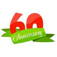 Cute Template 60 Years Anniversary Sign Vector Illustration