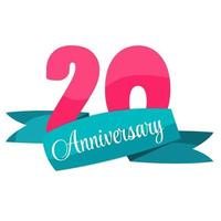 Cute Template 20 Years Anniversary Sign Vector Illustration