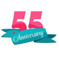 Cute Template 55 Years Anniversary Sign Vector Illustration