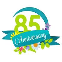 Cute Nature Flower Template 85 Years Anniversary Sign Vector Illustration