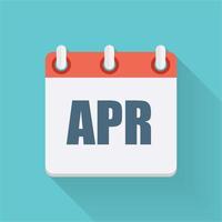April Dates Flat Icon with Long Shadow. Vector Illustration