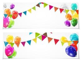 Color Glossy Balloons Card Set Background Vector Illustration