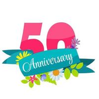 Cute Template 50 Years Anniversary Sign Vector Illustration