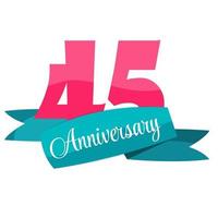 Cute Template 45 Years Anniversary Sign Vector Illustration