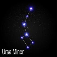 Ursa Minor Constellation with Beautiful Bright Stars on the Background of Cosmic Sky Vector Illustration