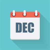 December Dates Flat Icon with Long Shadow. Vector Illustration