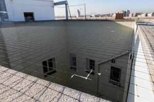 Mesh placement to prevent the birds from going down in the patios of the houses in Madrid, Spain photo