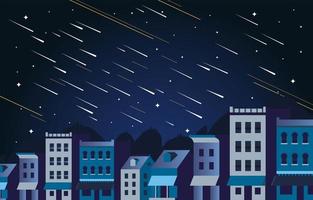 Meteor Rain On The Sky Concept vector