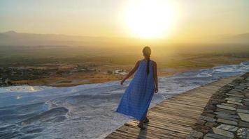 puesta de sol en pamukkale foto