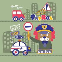 lion the police funny cartoon vector