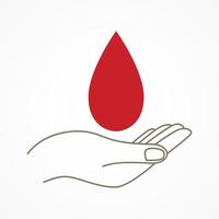 Hand with blood drop symbol vector