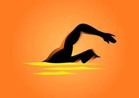 Silhouette illustration of a man figure swimming vector