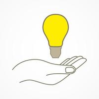 Simple graphic of a hand with light bulb vector