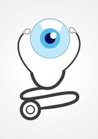 Pictogram of a stethoscope and eye ball vector