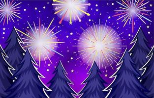 Colorful Firework View from the Forest vector