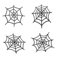 Spider Web set. Web for Halloween, a scary, ghostly, spooky element for design on Halloween. Vector illustration in Doodle style