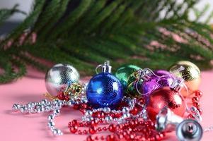 Christmas Decoration Christmas ball and ornaments with the branch of Christmas tree photo