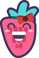 fresa comida dulce emoji feliz emoción vector