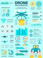 Banner de entrega de drones con elementos infográficos. vector