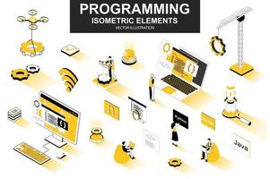 Programming bundle of isometric elements vector