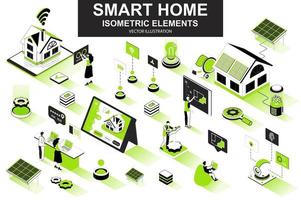 Smart home bundle of isometric elements vector