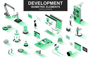 Development company bundle of isometric elements vector