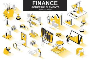 paquete financiero de elementos isométricos vector