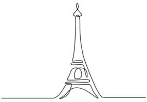 Continuous line of Eiffel tower in paris vector