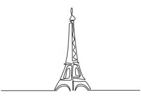 Continuous line of Eiffel tower in paris vector