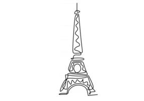 Continuous line of Eiffel tower in paris vector