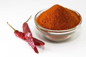 Dried red chilli and powder photo