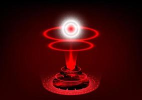 3D circle-hexagon hologram and glowing Hud hi-tech background. Virtual reality technology screen. Futuristic interface vector
