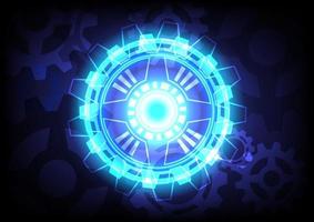 Blue light neon. Abstract gear digital hi-tech background. Futuristic interface. Virtual reality technology screen vector