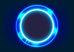 Abstract futuristic background. Blue light effects on round placeholder
