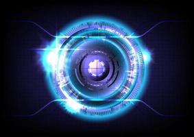 Glowing HUD circle. Blue light effect. Abstract hi-tech background. Futuristic interface. Virtual reality technology screen vector