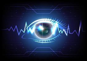 Glowing Eye and pulse of technology futuristic digital background vector