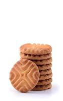 Una pila de deliciosas galletas aislado en blanco, cookies foto