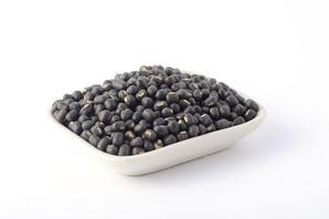 Urad dal, black gram, Vigna mungo in white plate on white background photo