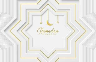 Ramadan kareem background with white paper cut geometric shape Vector illustration for Islamic holy month celebrations