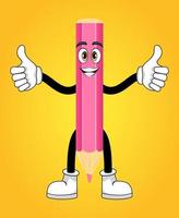 Mascot pencil character standing and waving isolated vector