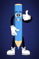 Mascot pencil character standing and posing isolated vector