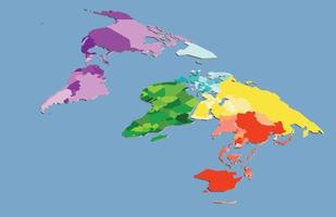 Mapa del mundo isométrico de vector colorido completo con todos los países. ilustración vectorial.