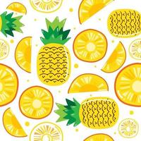 Hand drawn pineapple seamless pattern isolated on white background. Vector illustation.