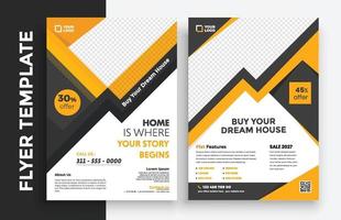 Free Real Estate Business Flyer poster pamphlet brochure cover design layout background, vector template in A4 size - Vector