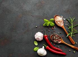 Spices on a black background photo