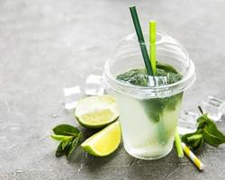 Mojito cocktail  with lime and mint photo
