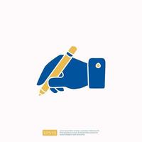 creativity related doodle icon concept writing hand with pencil symbol. Creative design, idea, Inspiration, brainstorming, startup and think vector illustration