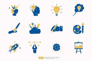 concepto de icono de doodle relacionado con la creatividad con el símbolo del cerebro. diseño creativo, idea, inspiración, lluvia de ideas, puesta en marcha y pensar ilustración vectorial vector